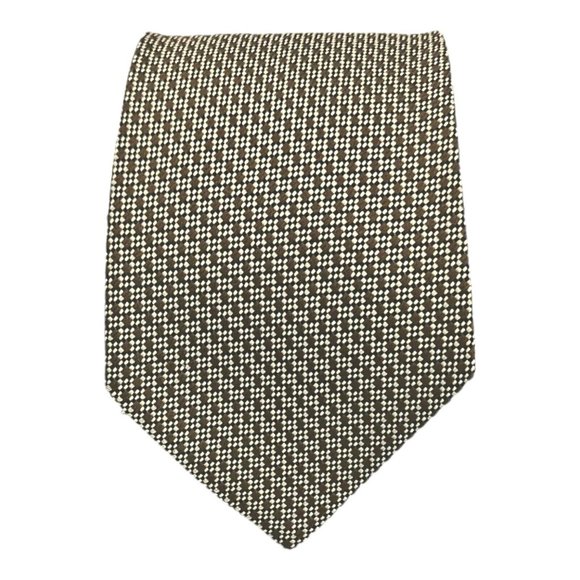 CHARVET Gold/Brown Geometric Silk Tie FRANCE 61/ 4 EC